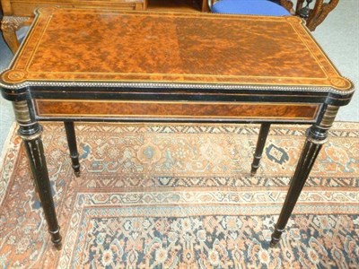 Lot 1311 - A Victorian Ebonised, Amboyna, Boxwood Strung and Gilt Metal Mounted Card Table, 3rd quarter...