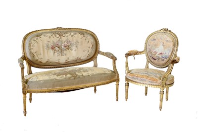 Lot 144 - A Louis XV Style Giltwood Two-Seater Sofa,...