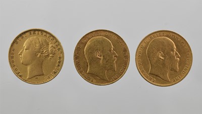 Lot 321 - 3 x Sovereigns, comprising: Victoria 1878M...