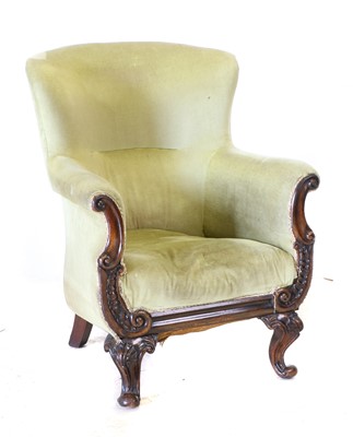 Lot 30 - A Victorian Rosewood-Framed Tub Armchair, mid...