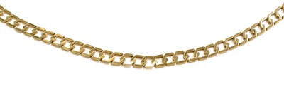 Lot 119 - A Flat Curb Link Necklace, stamped '14K',...