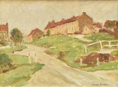 Lot 1115 - Owen Bowen (1873-1967) Village scene, Hutton -...