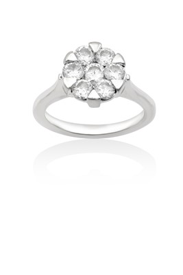 Lot 2005 - A Platinum Diamond Cluster Ring, by Rhapsody...