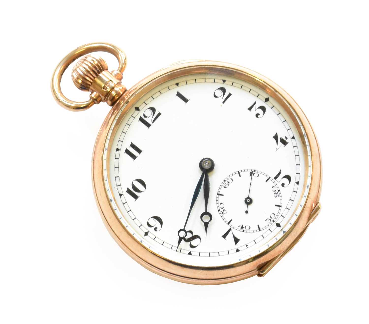 Lot 112 - A 9 Carat Gold Open Faced Pocket Watch, lever...