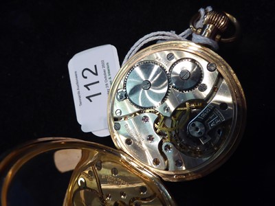 Lot 112 - A 9 Carat Gold Open Faced Pocket Watch, lever...