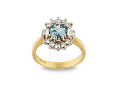 Lot 2363 - An 18 Carat Gold Aquamarine and Diamond...