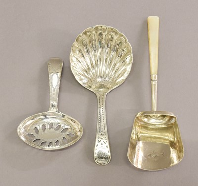 Lot 142 - Three George III Silver Caddy-Spoons, one...