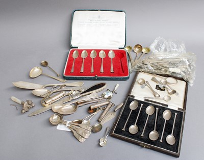 Lot 41 - A Tray of Assorted Silver Flatware and Other...