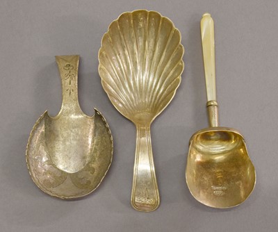 Lot 144 - Two George III Silver Caddy-Spoons and Edward...