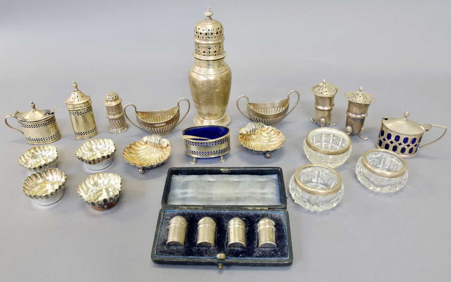 Lot 66 - A Collection of Assorted Silver Condiment...