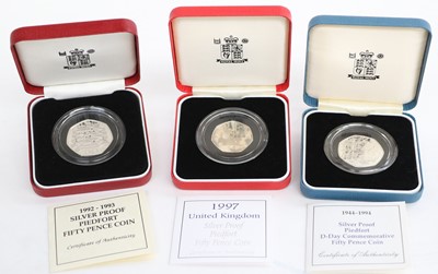 Lot 238 - 9 x Silver Proof Piedforts, comprising: 3 x £2...