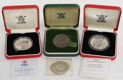 Lot 224 - 10 x Silver Proof Crowns, comprising: 1972...