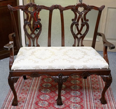 Lot 1256 - A Reproduction Chippendale Style Double Seat,...