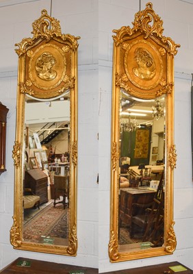 Lot 1219 - A Pair of Period Style Gilt Framed Mirrors,...