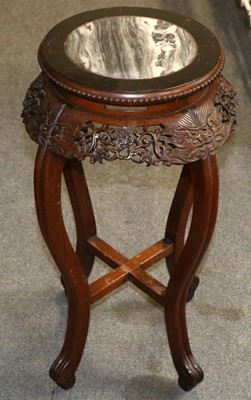 Lot 1339 - A Chinese Carved Hardwood Marble Inset...