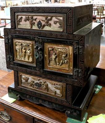 Lot 1324 - A Early 20th Century Chinese Lacquered Cabinet,...