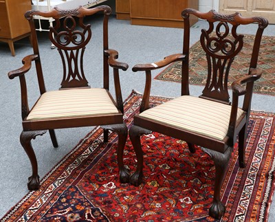 Lot 1197 - A Pair George III Mahogany Carvers, each with...