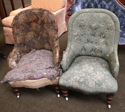 Lot 1380 - A Pair of Victorian Tub Chairs, on walnut...