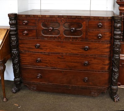 Lot 1317 - A Victorian Mahogany Scottish Bow Front Chest...