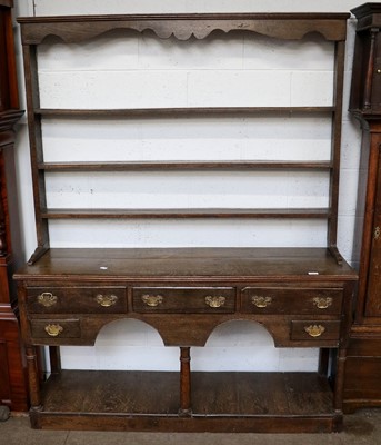 Lot 1314 - An Oak Dresser and Rack, 18th century, the...