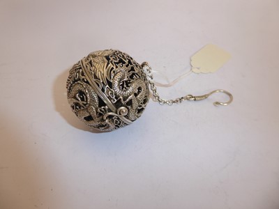 Lot 200 - A Chinese White Metal Censer Ball, 19th...