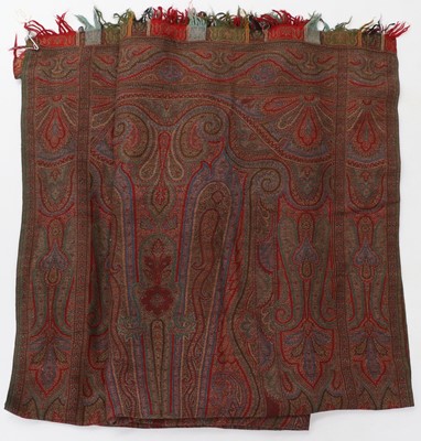 Lot 2166 - Woven Paisley Red Ground Shawl, 320cm by 156cm