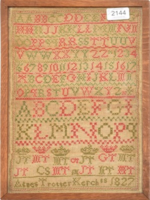 Lot 2144 - Alphabet Sampler Worked by Agnes Trotter Kerch...