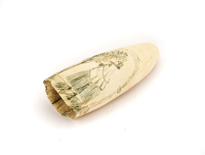 Lot 390 - A Scrimshaw Whale's Tooth, 19th century,...