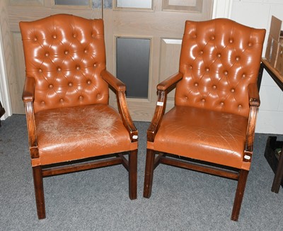 Lot 1149 - Two Buttoned Leather Library Chairs