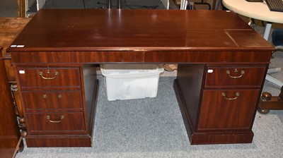 Lot 1154 - A Mahogany Pedestal Desk, 160cm by 80cm by 76cm