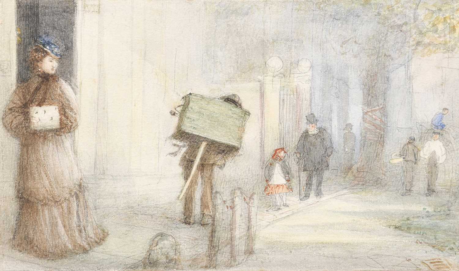 Lot 1008 - James Smetham (1821-1889) Street scene with...