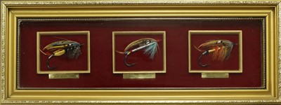 Lot 36 - A Group of Six Framed of Gut Eyed Salmon Flies