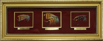 Lot 36 - A Group of Six Framed of Gut Eyed Salmon Flies