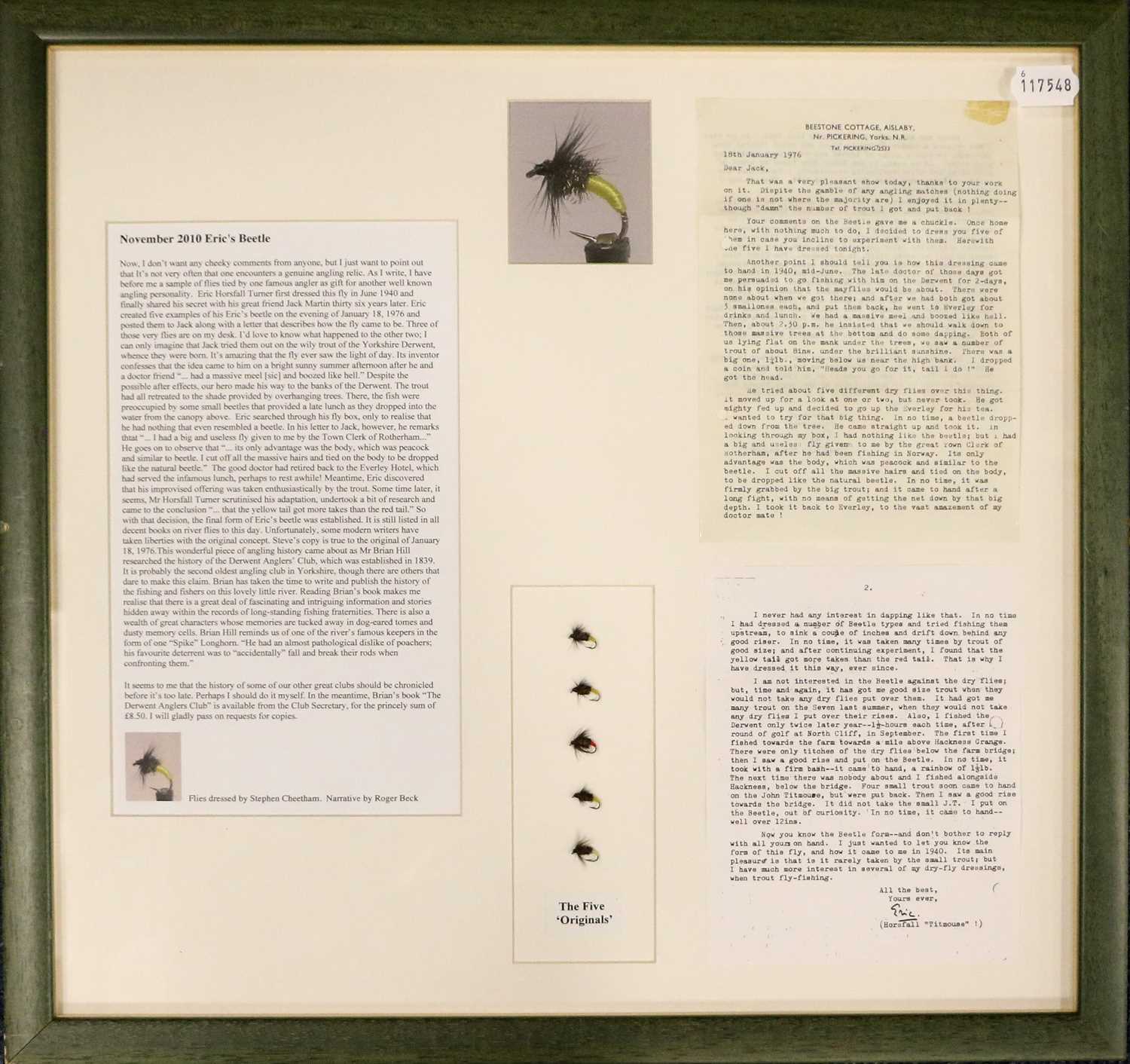 Lot 30 - A Framed Display Of Letters And Articles Relating To "Eric's Beetle"
