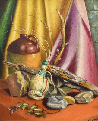 Lot 1139 - E* Moore (20th century) Still life with bark,...