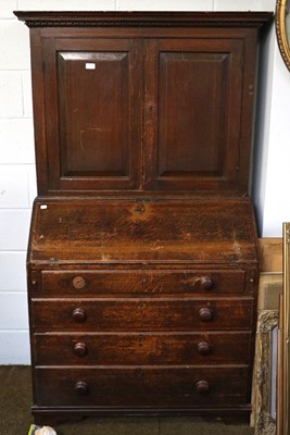 Lot 1306 - An 18th Century Oak Bureau Bookcase, for...