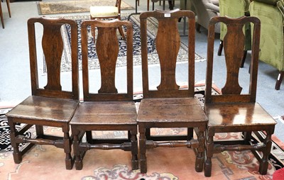 Lot 1284 - Four Similar Early 18th Century Oak Chairs