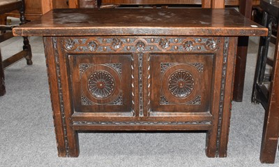 Lot 1278 - A Small Carved Oak Blanket Box, 36cm by 40cm...