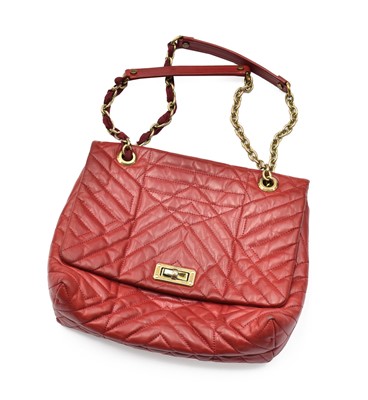 Lot 2223 - Lanvin Red Leather Quilted Happy Bag, with...