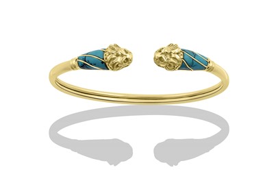 Lot 2394 - A Turquoise Torque Bangle the yellow plain...