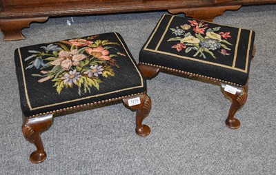 Lot 1216 - A Pair of Reproduction Mahogany Footstools;...