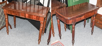 Lot 1255 - Two 19th Century Mahogany Foldover Tea Tables,...