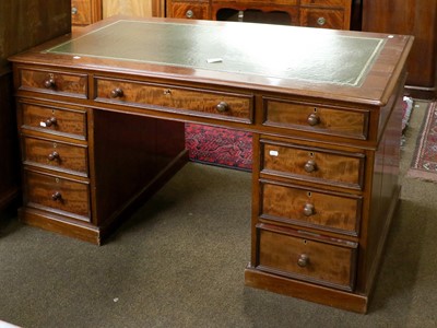 Lot 1340 - A Mahogany Leather Inset Twin Pedestal Desk,...