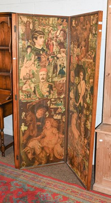 Lot 1431 - A Victorian Decoupage Three-Fold Screen, with...