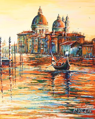 Lot 1103 - M Vegan (Contemporary) Venetian canal scene...