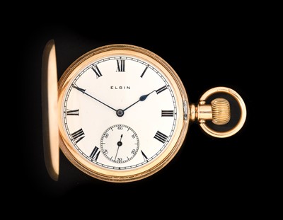 Lot 2346 - Elgin: A 9 Carat Gold Full Hunter Pocket Watch,...