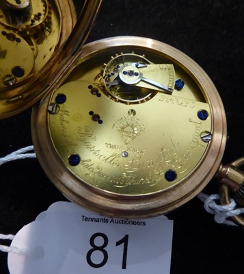 Lot 81 - A 9 Carat Gold Open Faced Pocket Watch, signed...