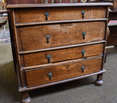 Lot 1351 - An Oak Four Drawer Chest, 17th century, 87cm...