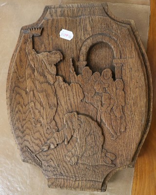 Lot 1310 - A Pair of Oak Shield Shape Wall Carvings,...