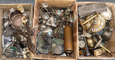 Lot 349 - Three Boxes of Metalwares, including silver...